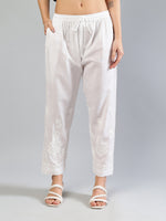 Load image into Gallery viewer, Seva Chikan Hand Embroidered White Cotton Lucknawi Chikankari Palazzo-SCL11038