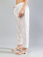 Load image into Gallery viewer, Seva Chikan Hand Embroidered White Cotton Lucknawi Chikankari Palazzo-SCL11038