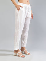 Load image into Gallery viewer, Seva Chikan Hand Embroidered White Cotton Lucknawi Chikankari Palazzo-SCL11038