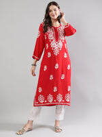 Load image into Gallery viewer, Seva Chikan Hand Embroidered Rayon Lucknowi Chikankari Kurta