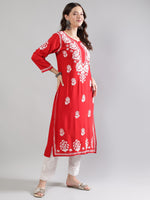 Load image into Gallery viewer, Seva Chikan Hand Embroidered Rayon Lucknowi Chikankari Kurta