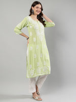 Load image into Gallery viewer, Seva Chikan Hand Embroidered Rayon Lucknowi Chikankari Kurta