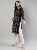 Load image into Gallery viewer, Seva Chikan Hand Embroidered Georgette Lucknowi Chikankari Kurta With Slip