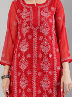 Load image into Gallery viewer, Seva Chikan Hand Embroidered Georgette Lucknowi Chikankari Kurta With Slip