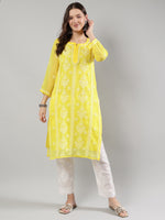 Load image into Gallery viewer, Seva Chikan Hand Embroidered Georgette Lucknowi Chikankari Kurta With Slip