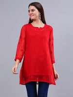 Load image into Gallery viewer, Seva Chikan Hand Embroidered Georgette Lucknowi Chikan Top With Slip