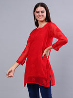 Load image into Gallery viewer, Seva Chikan Hand Embroidered Georgette Lucknowi Chikan Top With Slip