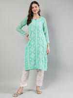Load image into Gallery viewer, Seva Chikan Hand Embroidered Georgette Lucknowi Chikankari Kurta With Slip