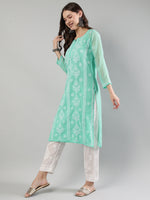 Load image into Gallery viewer, Seva Chikan Hand Embroidered Georgette Lucknowi Chikankari Kurta With Slip