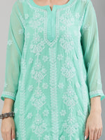Load image into Gallery viewer, Seva Chikan Hand Embroidered Georgette Lucknowi Chikankari Kurta With Slip