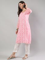 Load image into Gallery viewer, Seva Chikan Hand Embroidered Georgette Lucknowi Chikankari Kurta With Slip