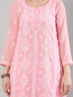 Load image into Gallery viewer, Seva Chikan Hand Embroidered Georgette Lucknowi Chikankari Kurta With Slip