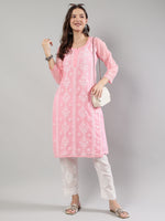 Load image into Gallery viewer, Seva Chikan Hand Embroidered Georgette Lucknowi Chikankari Kurta With Slip