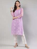 Load image into Gallery viewer, Seva Chikan Hand Embroidered Georgette Lucknowi Chikankari Kurta With Slip