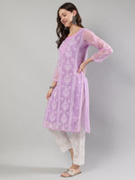 Load image into Gallery viewer, Seva Chikan Hand Embroidered Georgette Lucknowi Chikankari Kurta With Slip