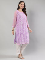 Load image into Gallery viewer, Seva Chikan Hand Embroidered Georgette Lucknowi Chikankari Kurta With Slip