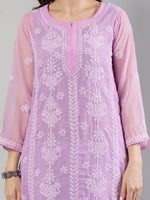 Load image into Gallery viewer, Seva Chikan Hand Embroidered Georgette Lucknowi Chikankari Kurta With Slip