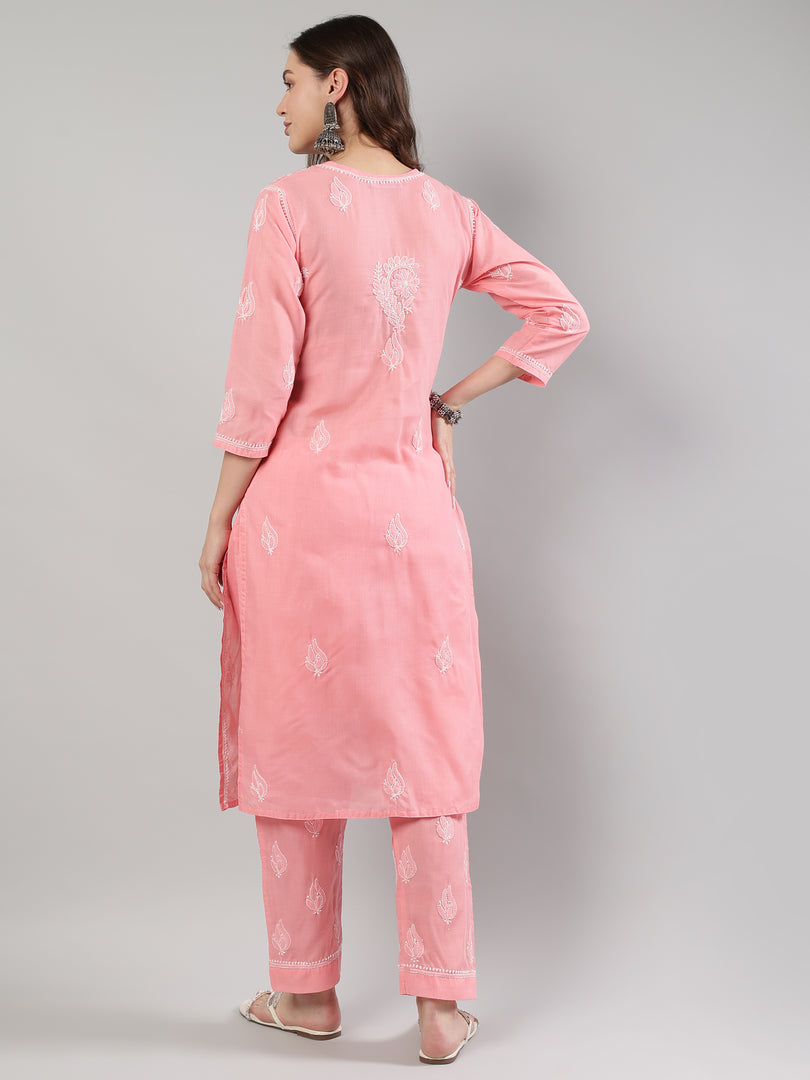Seva Chikan Hand Embroidered Cotton Lucknowi Chikankari Kurta Set