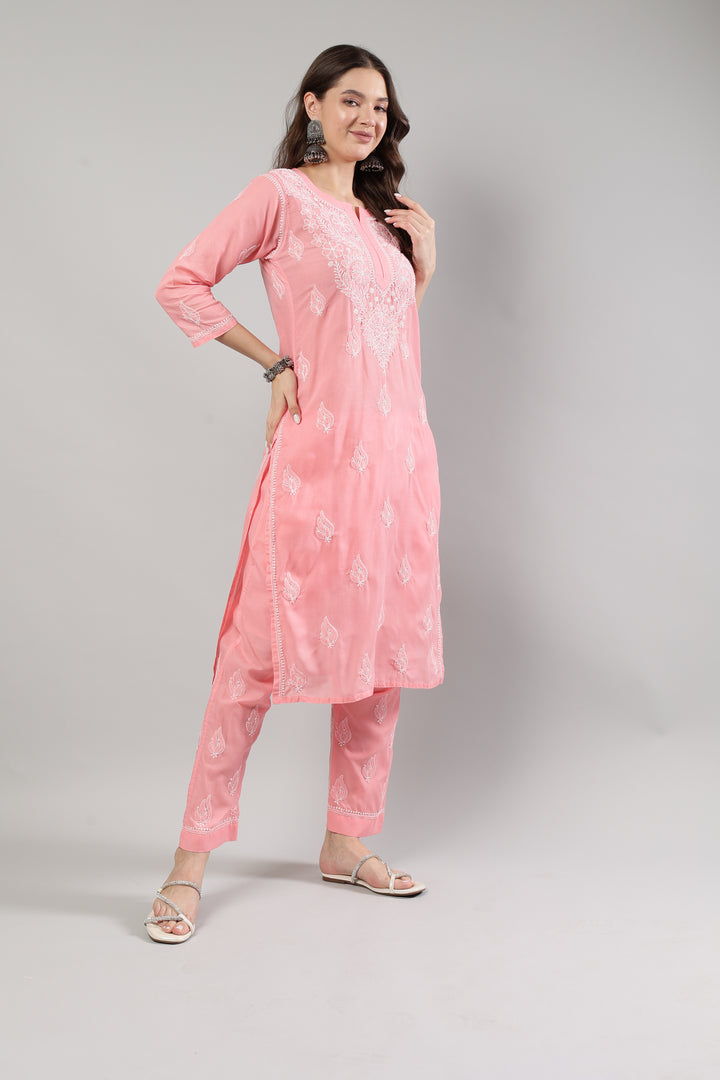 Seva Chikan Hand Embroidered Cotton Lucknowi Chikankari Kurta Set