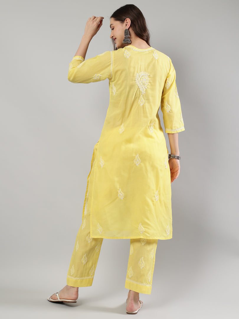 Seva Chikan Hand Embroidered Cotton Lucknowi Chikankari Kurta Set