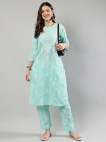 Load image into Gallery viewer, Seva Chikan Hand Embroidered Cotton Lucknowi Chikankari Kurta Set