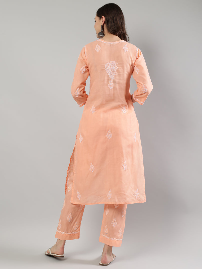 Seva Chikan Hand Embroidered Cotton Lucknowi Chikankari Kurta Set