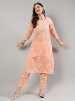 Load image into Gallery viewer, Seva Chikan Hand Embroidered Cotton Lucknowi Chikankari Kurta Set
