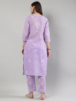 Load image into Gallery viewer, Seva Chikan Hand Embroidered Cotton Lucknowi Chikankari Kurta Set