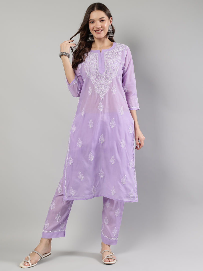 Seva Chikan Hand Embroidered Cotton Lucknowi Chikankari Kurta Set