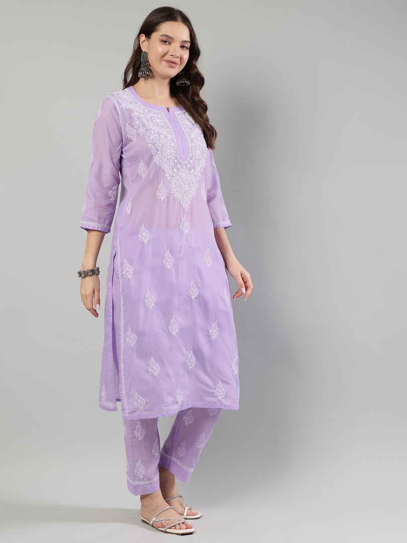 Seva Chikan Hand Embroidered Cotton Lucknowi Chikankari Kurta Set