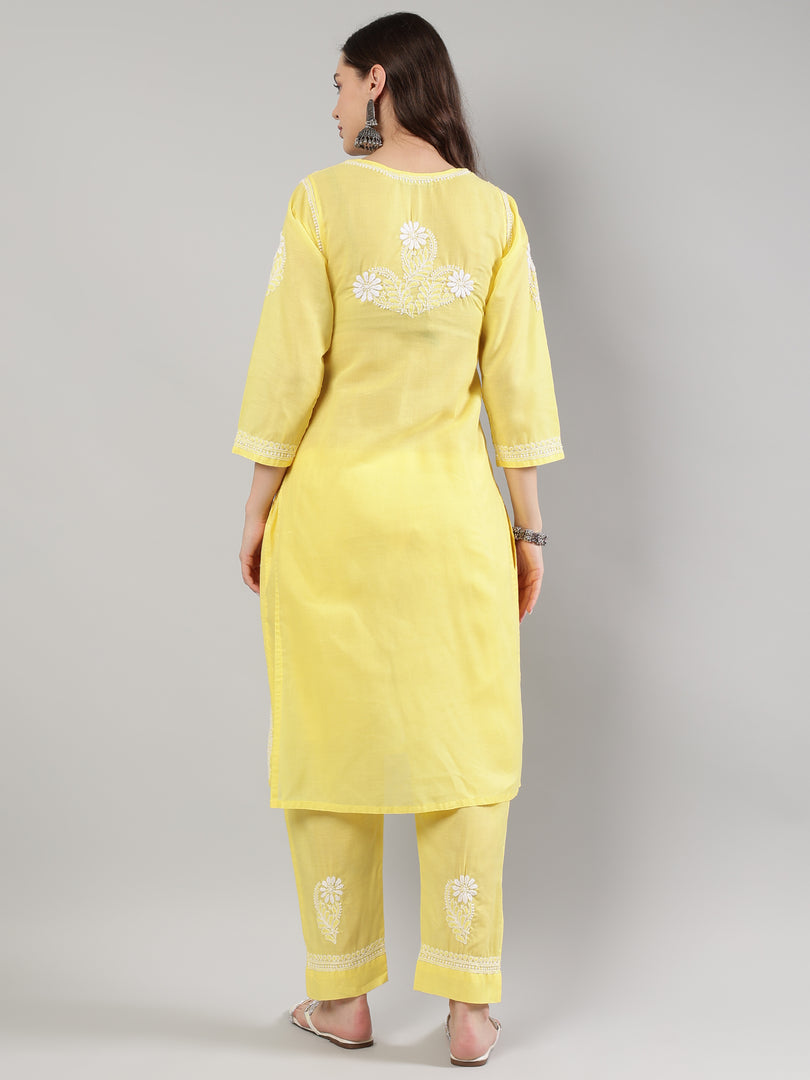 Seva Chikan Hand Embroidered Cotton Lucknowi Chikankari Kurta Set