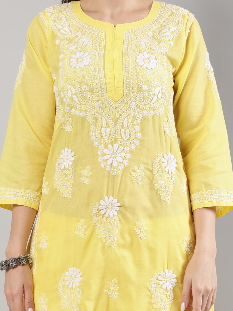 Seva Chikan Hand Embroidered Cotton Lucknowi Chikankari Kurta Set