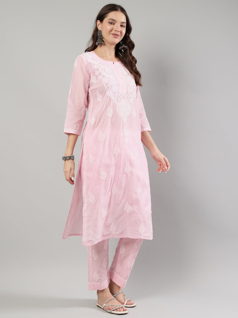 Seva Chikan Hand Embroidered Cotton Lucknowi Chikankari Kurta Set