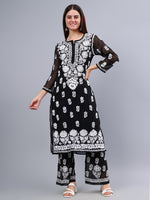 Load image into Gallery viewer, Seva Chikan Hand Embroidered Georgette Lucknowi Chikankari Kurta Set