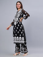 Load image into Gallery viewer, Seva Chikan Hand Embroidered Georgette Lucknowi Chikankari Kurta Set