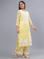 Load image into Gallery viewer, Seva Chikan Hand Embroidered Georgette Lucknowi Chikankari Kurta Set