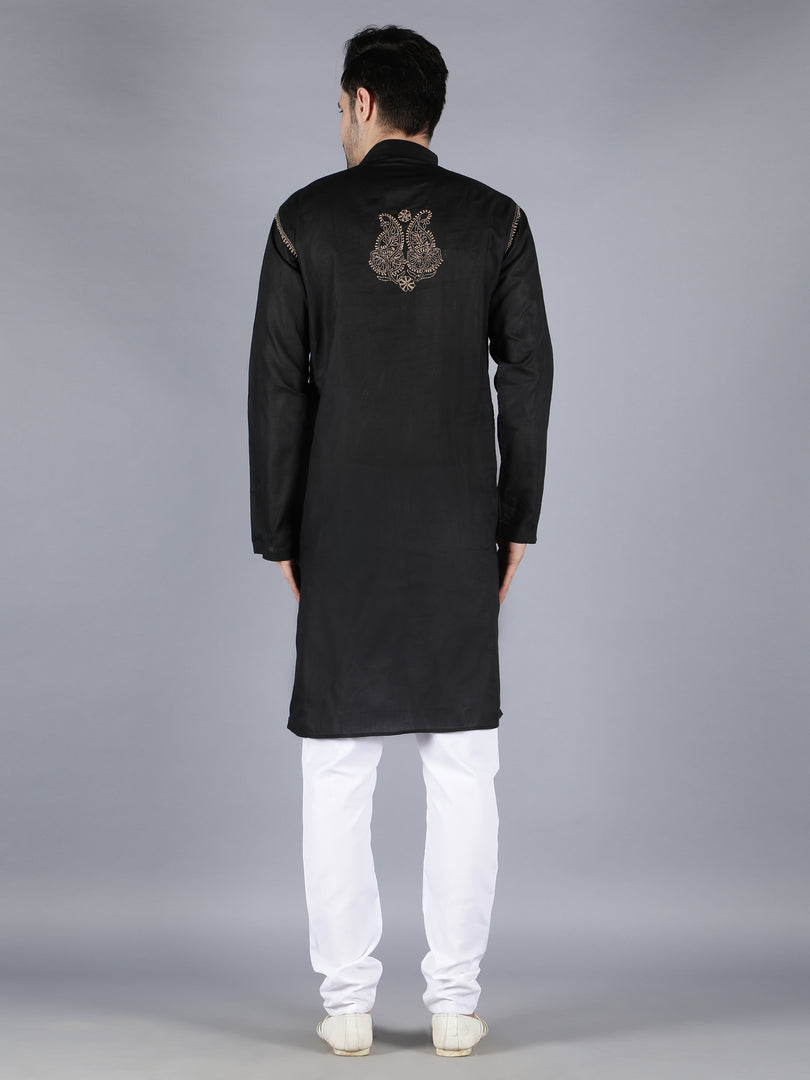 Seva Chikan Hand Embroidered Lucknowi Chikan Mens Kurta