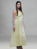 Load image into Gallery viewer, Seva Chikan Hand Embroidered Light Green Cotton Lucknowi Chikan Unstitched Kurti Piece- SCL0100