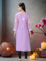Load image into Gallery viewer, Seva Chikan Hand Embroidered Georgette Lucknowi Chikankari Kurta With Slip