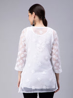 Load image into Gallery viewer, Seva Chikan Hand Embroidered Georgette Lucknowi Chikan Top With Slip