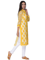 Load image into Gallery viewer, Seva Chikan Hand Embroidered Yellow Faux Georgette Lucknowi Chikan Front Open Kurta-SCL0892