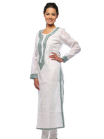 Load image into Gallery viewer, Seva Chikan Hand Embroidered White Cotton Lucknowi Chikan Kurti-SCL0624