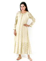 Load image into Gallery viewer, Seva Chikan Hand Embroidered Light Green Cotton Lucknowi Chikankari Anarkali-SCL1324