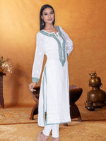 Load image into Gallery viewer, Seva Chikan Hand Embroidered White Cotton Lucknowi Chikan Kurti SCL1031