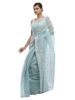 Load image into Gallery viewer, Seva Chikan Hand Embroidered Grey Cotton Lucknowi Saree-SCL2319