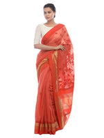 Load image into Gallery viewer, Seva Chikan Hand Embroidered Orange Cotton Lucknowi Saree-SCL2485