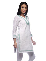 Load image into Gallery viewer, Seva Chikan Hand Embroidered White Cotton Lucknowi Chikan Kurti-SCL0285