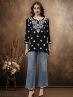 Load image into Gallery viewer, Seva Chikan Hand Embroidered Modal Lucknowi Chikan Top
