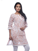 Load image into Gallery viewer, Seva Chikan Hand Embroidered White Cotton Lucknowi Chikan Kurti-SCL0294