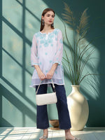 Load image into Gallery viewer, Seva Chikan Hand Embroidered Georgette Lucknowi Chikan Top With Slip